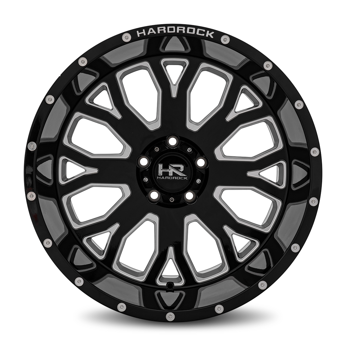 20x12 Hardrock H504 Slammer Blk Milled Wheel 6x5.5 Bolt Pattern -44mm Offset