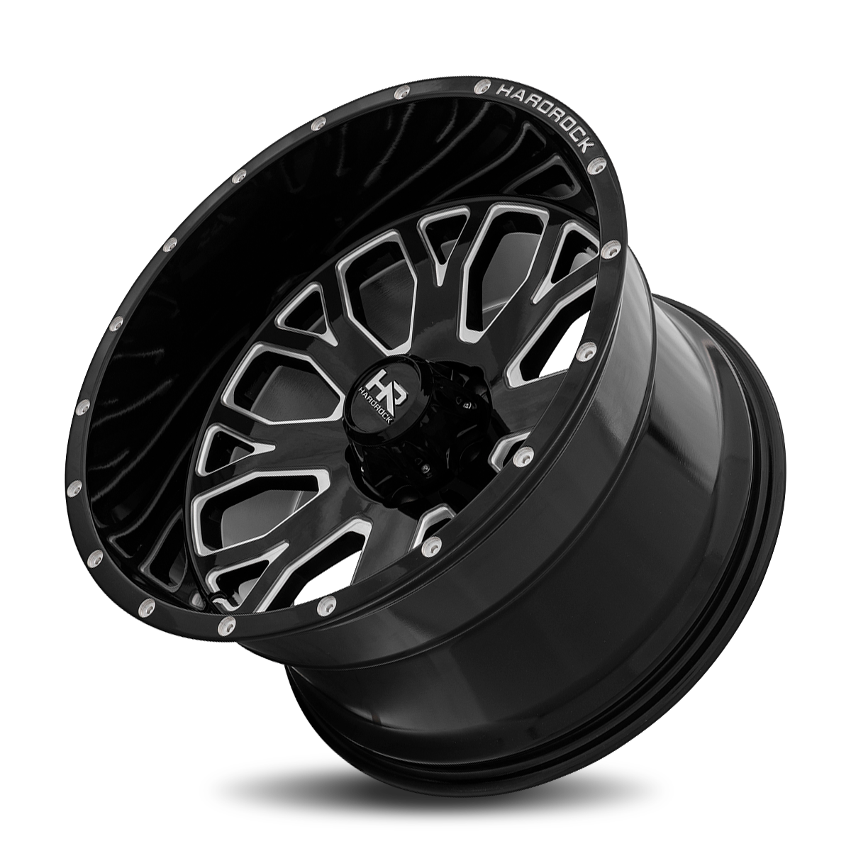 20x12 Hardrock H504 Slammer Blk Milled Wheel 6x5.5 Bolt Pattern -44mm Offset
