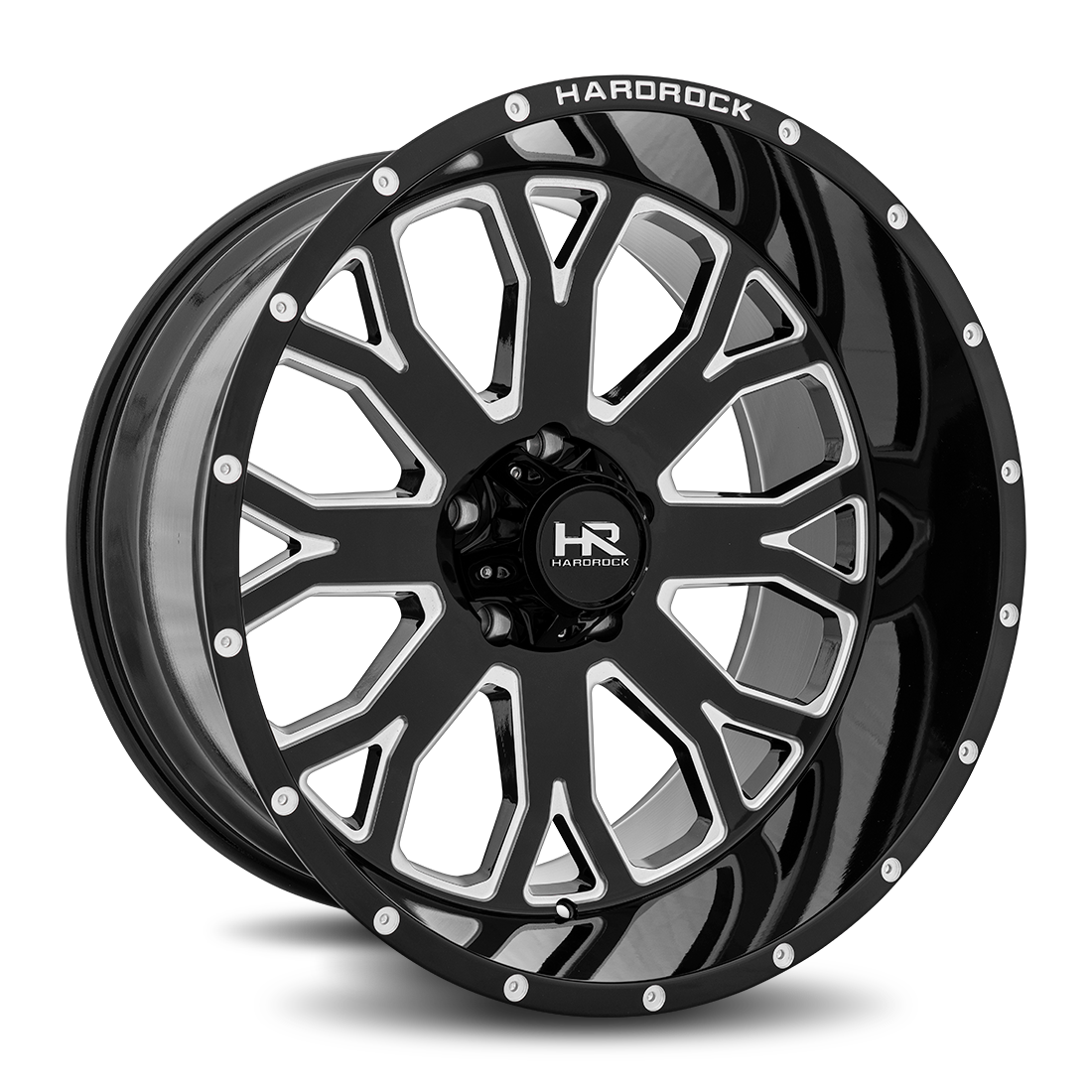 22x12 Hardrock H504 Slammer Blk Milled Wheel 6x5.5 Bolt Pattern -44mm Offset