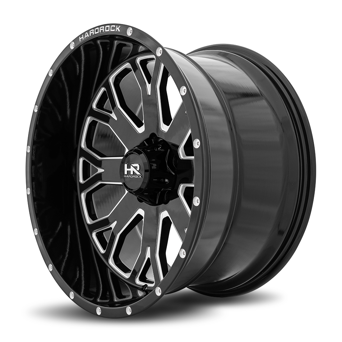 22x12 Hardrock H504 Slammer Blk Milled Wheel 6x5.5 Bolt Pattern -44mm Offset
