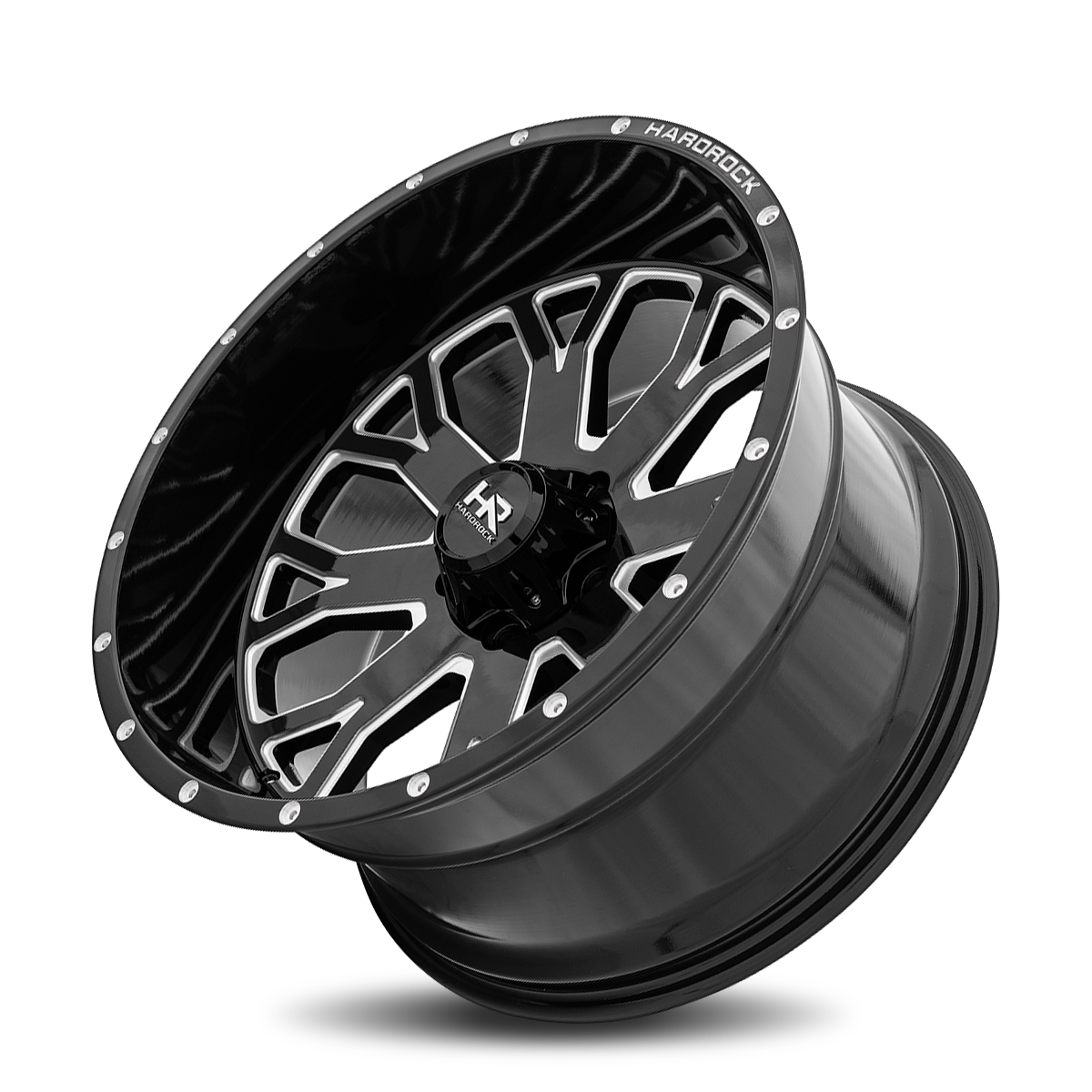 22x12 Hardrock H504 Slammer Blk Milled Wheel 6x5.5 Bolt Pattern -44mm Offset