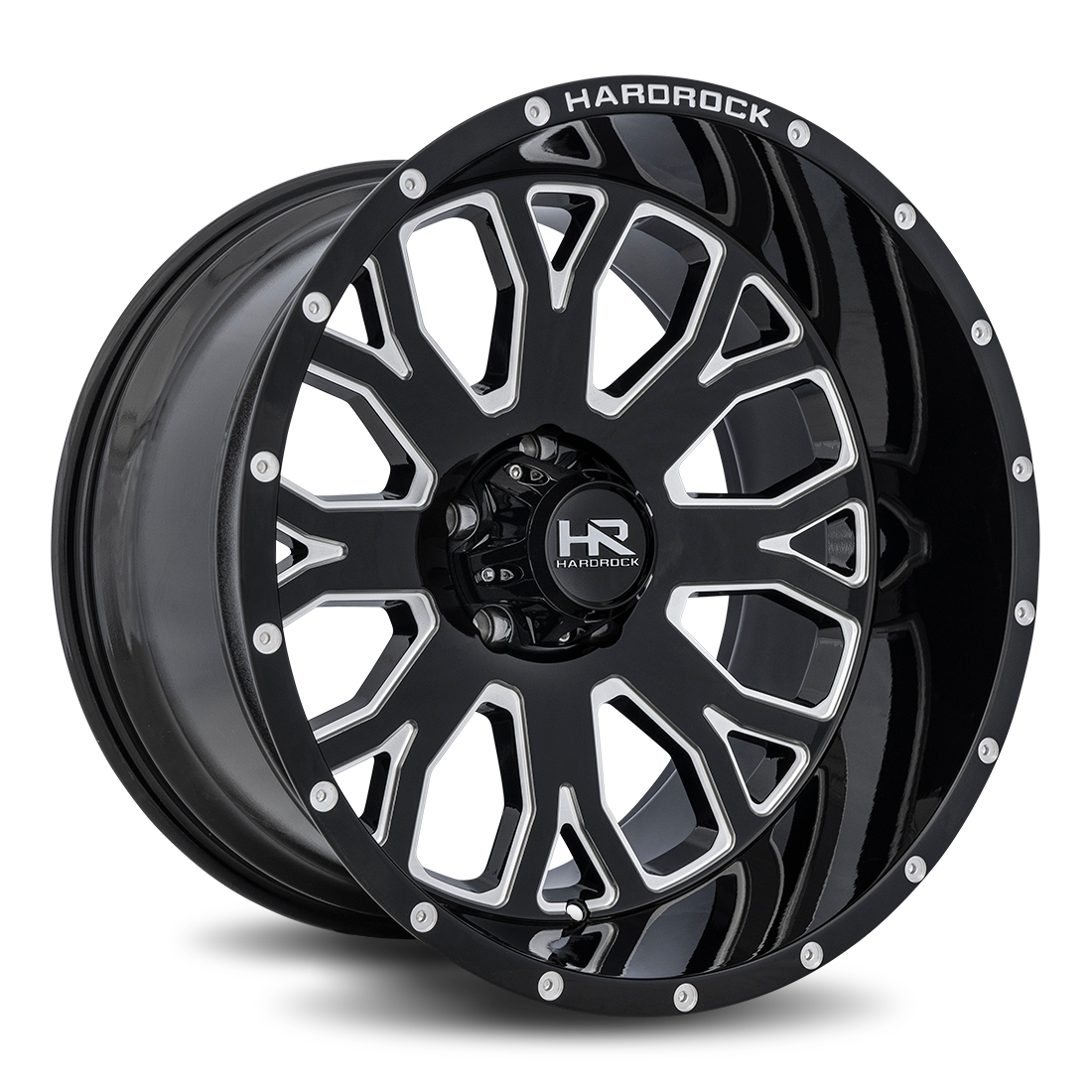 24x12 Hardrock H504 Slammer Blk Milled Wheel 6x5.5 Bolt Pattern -44mm Offset