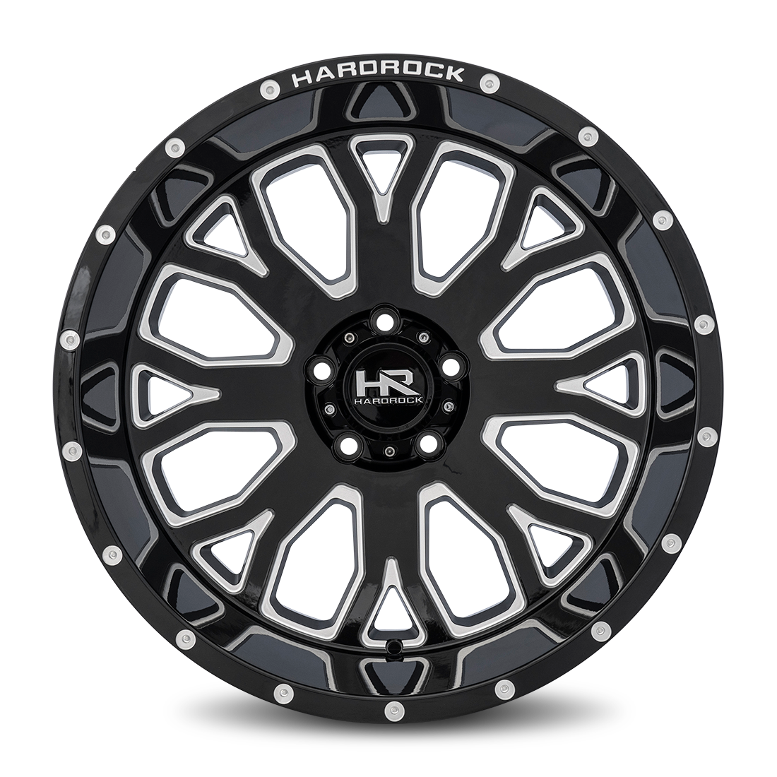 24x12 Hardrock H504 Slammer Blk Milled Wheel 6x5.5 Bolt Pattern -44mm Offset