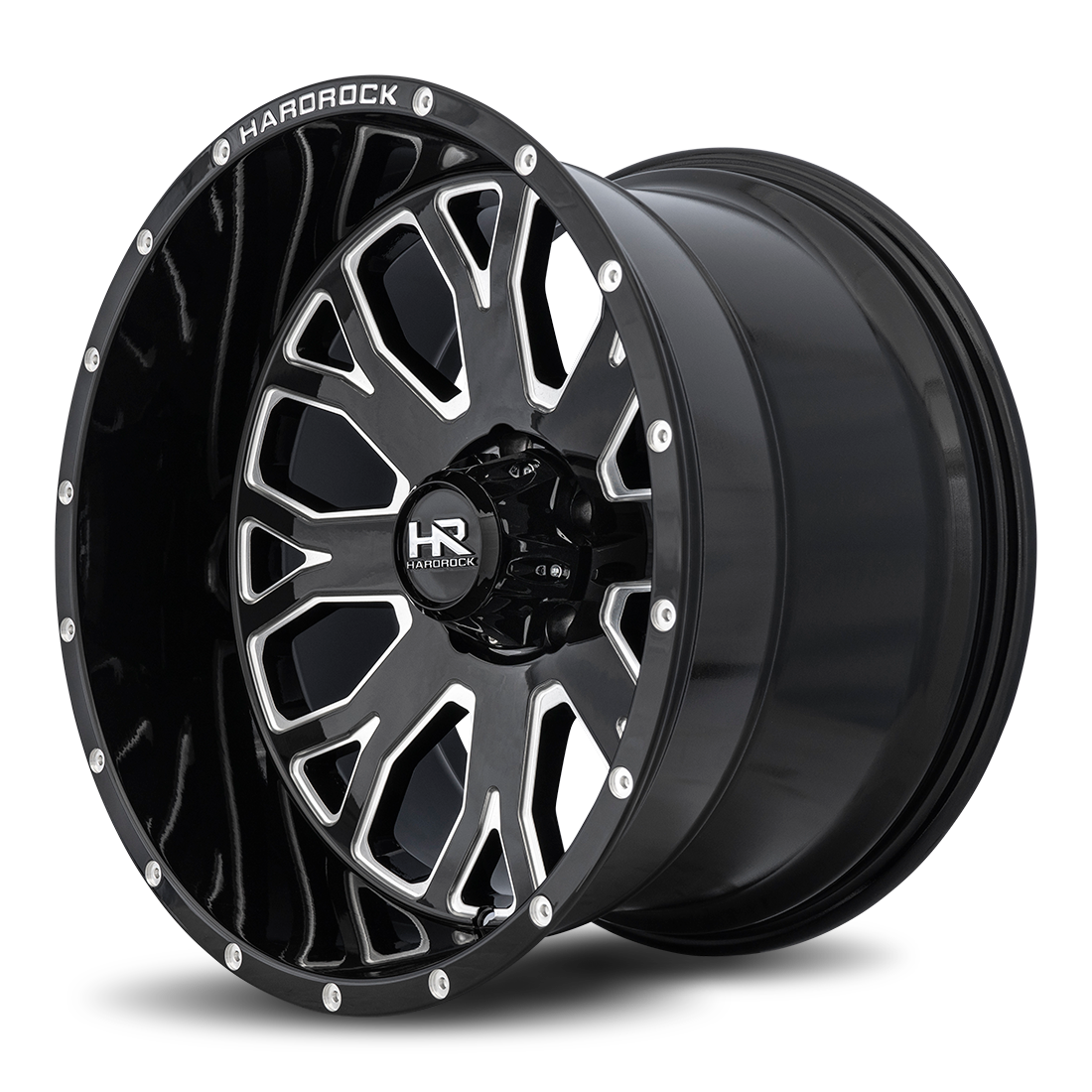 24x12 Hardrock H504 Slammer Blk Milled Wheel 6x5.5 Bolt Pattern -44mm Offset