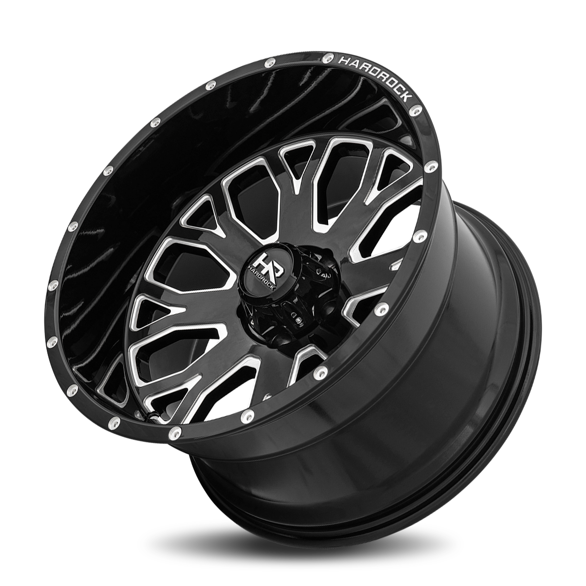 24x12 Hardrock H504 Slammer Blk Milled Wheel 6x5.5 Bolt Pattern -44mm Offset