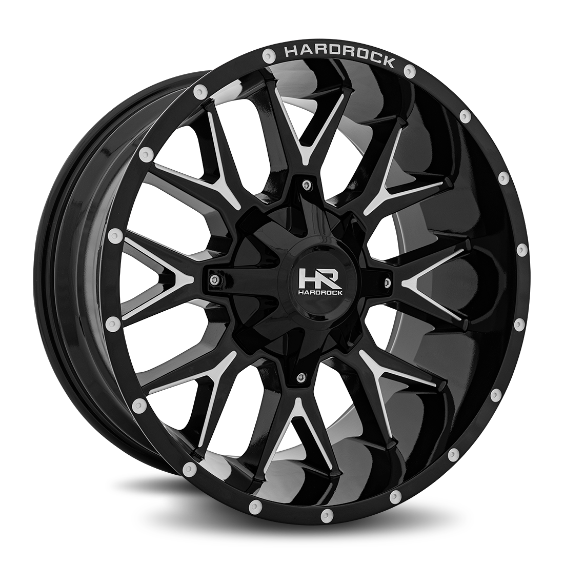 20x10 Hardrock H700 Affliction Blk Milled Wheel 6x5.5 Bolt Pattern -19mm Offset