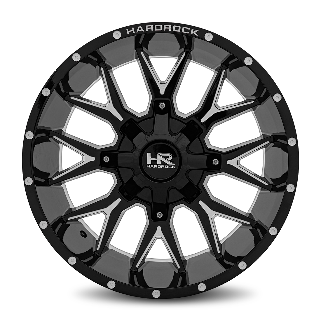 20x9 Hardrock H700 Affliction Blk Milled Wheel 6x5.5 Bolt Pattern 0mm Offset
