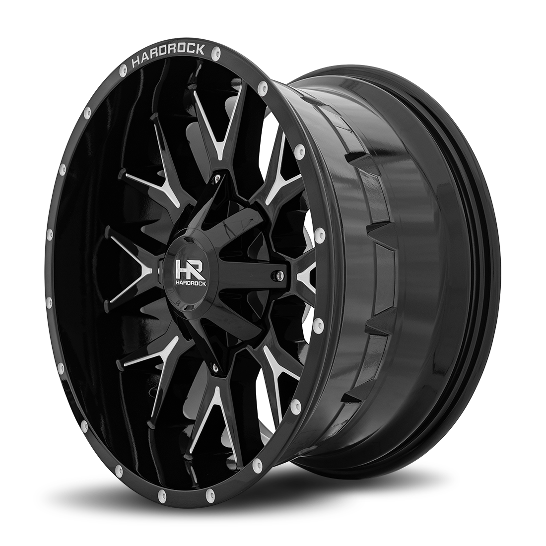 20x9 Hardrock H700 Affliction Blk Milled Wheel 6x5.5 Bolt Pattern 0mm Offset
