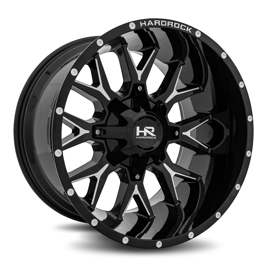 20x12 Hardrock H700 Affliction Blk Milled Wheel 6x5.5 Bolt Pattern -44mm Offset