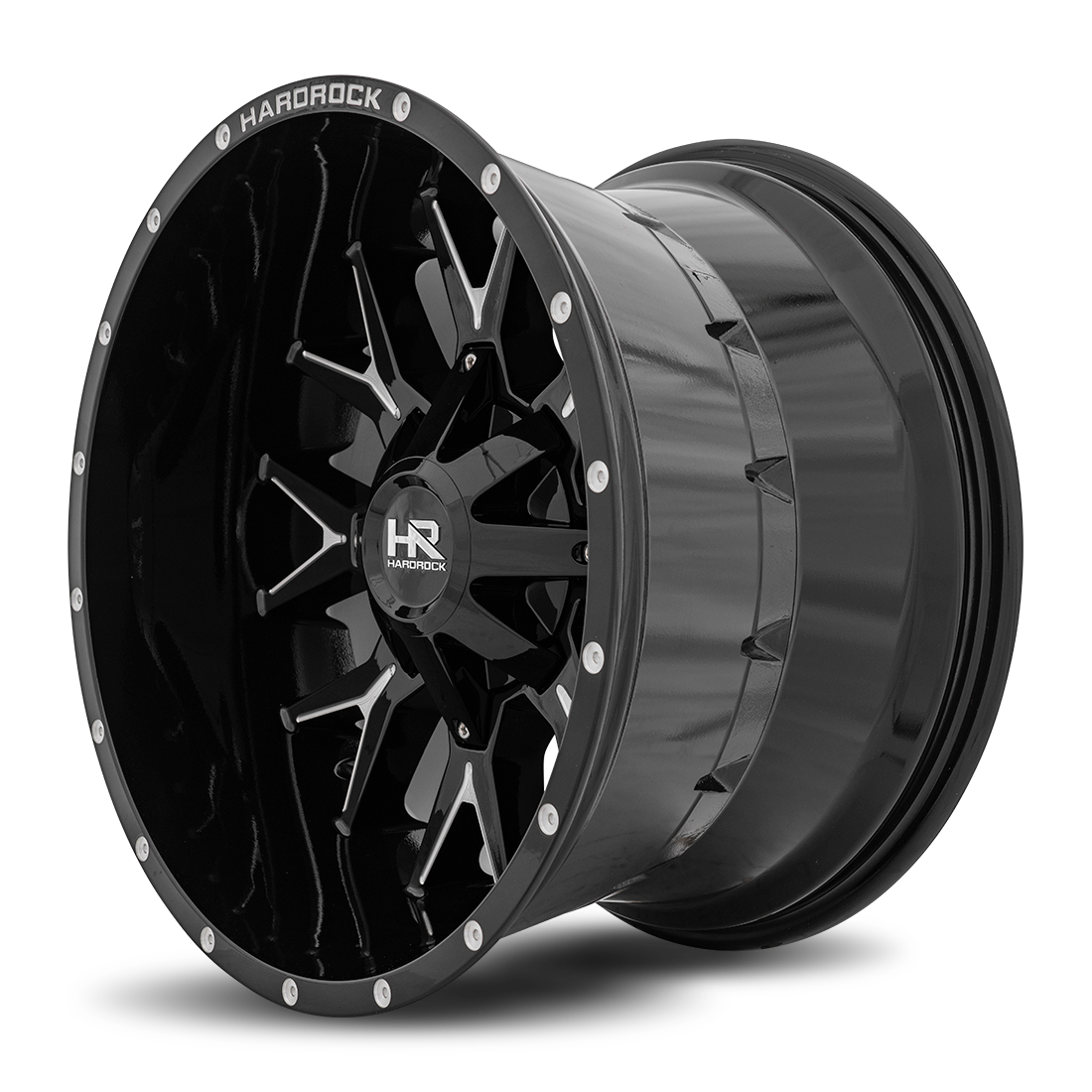 20x12 Hardrock H700 Affliction Blk Milled Wheel 6x5.5 Bolt Pattern -44mm Offset