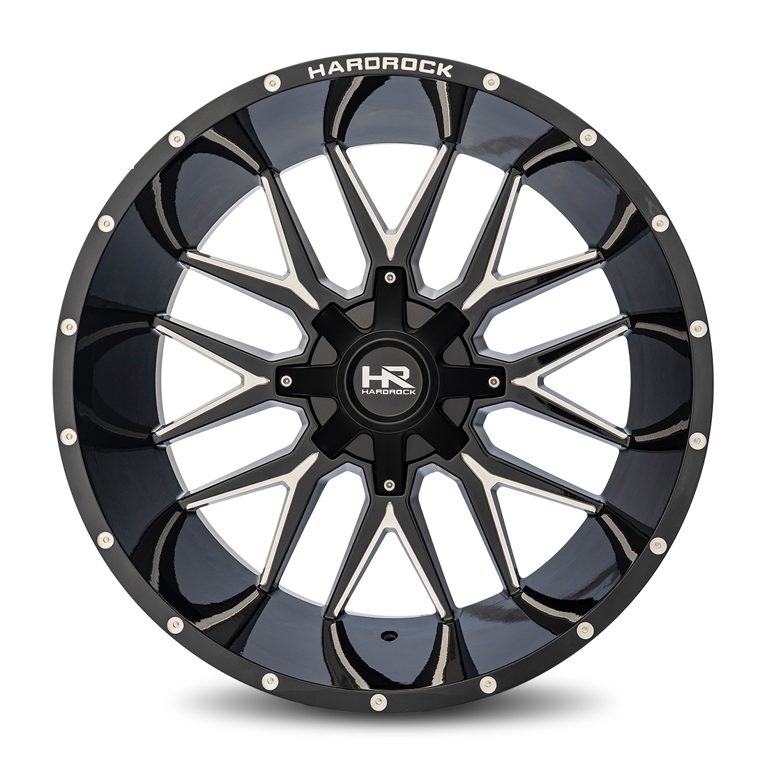 24x14 Hardrock H700 Affliction Blk Milled Wheel 6x5.5 Bolt Pattern -76mm Offset