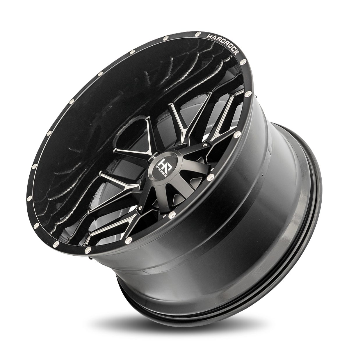 24x14 Hardrock H700 Affliction Blk Milled Wheel 6x5.5 Bolt Pattern -76mm Offset
