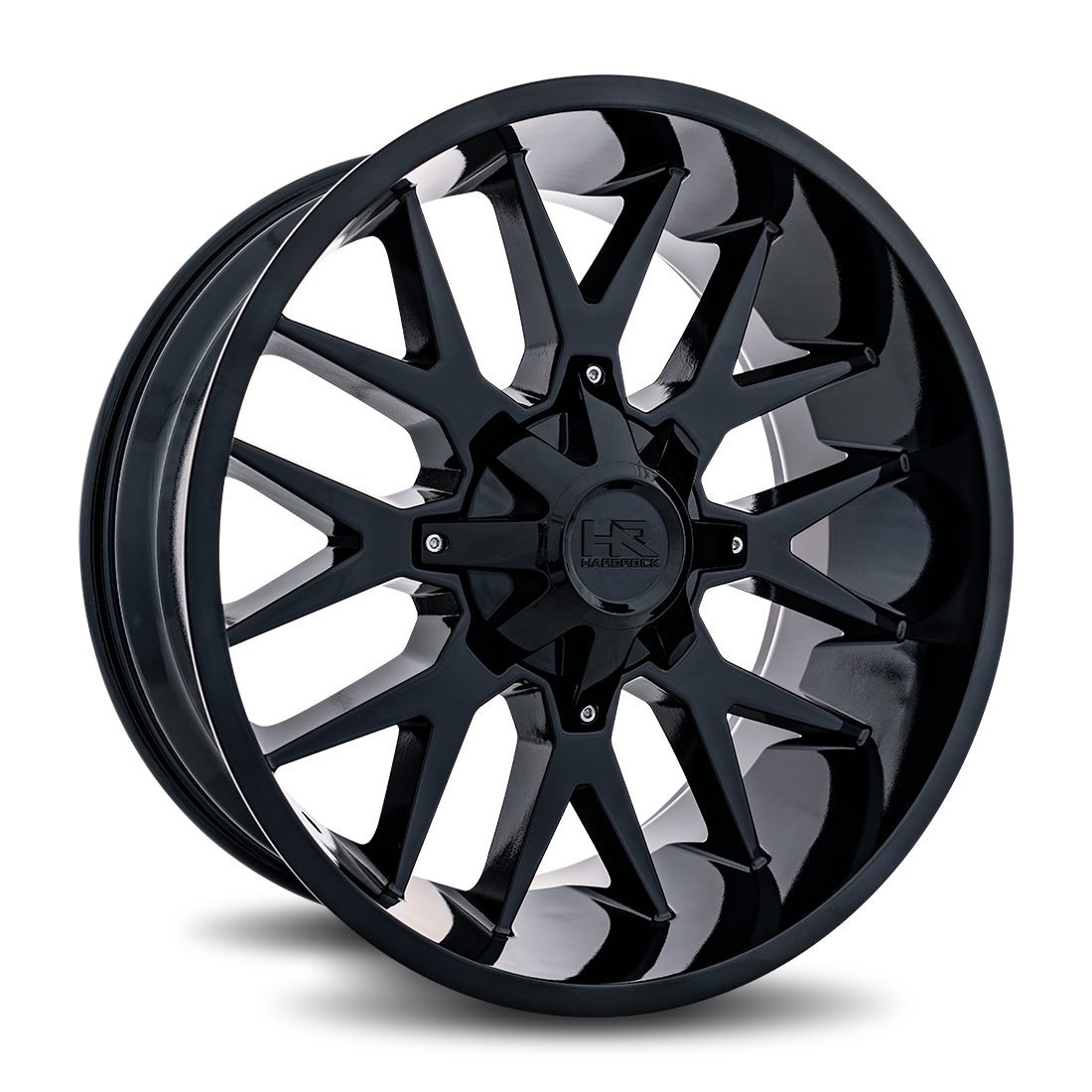 22x10 Hardrock H700 Affliction Gloss Black Wheel 6x5.5 Bolt Pattern -19mm Offset