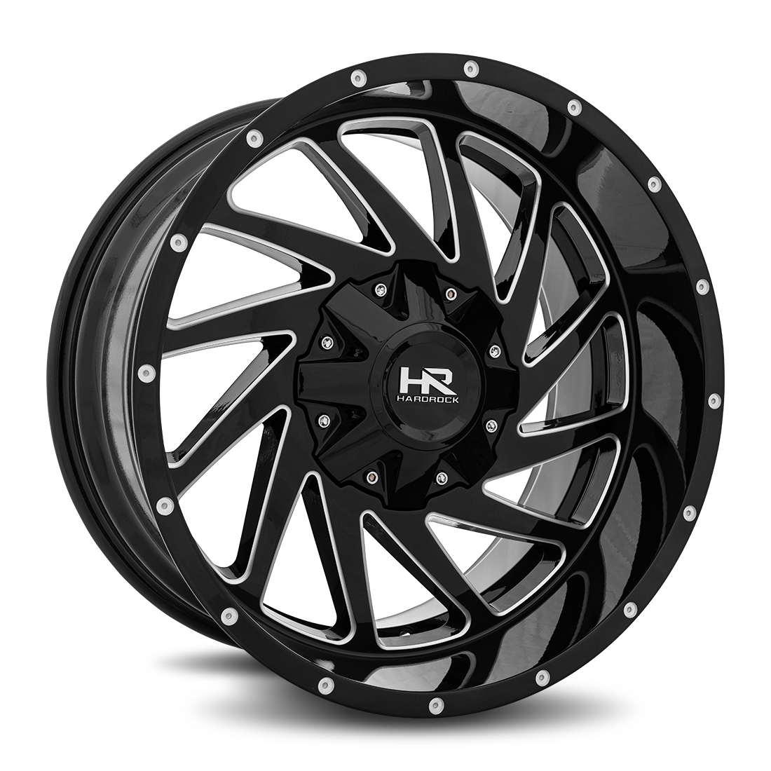 20x10 Hardrock H704 Crusher Blk Milled Wheel 6x5.5 Bolt Pattern -19mm Offset