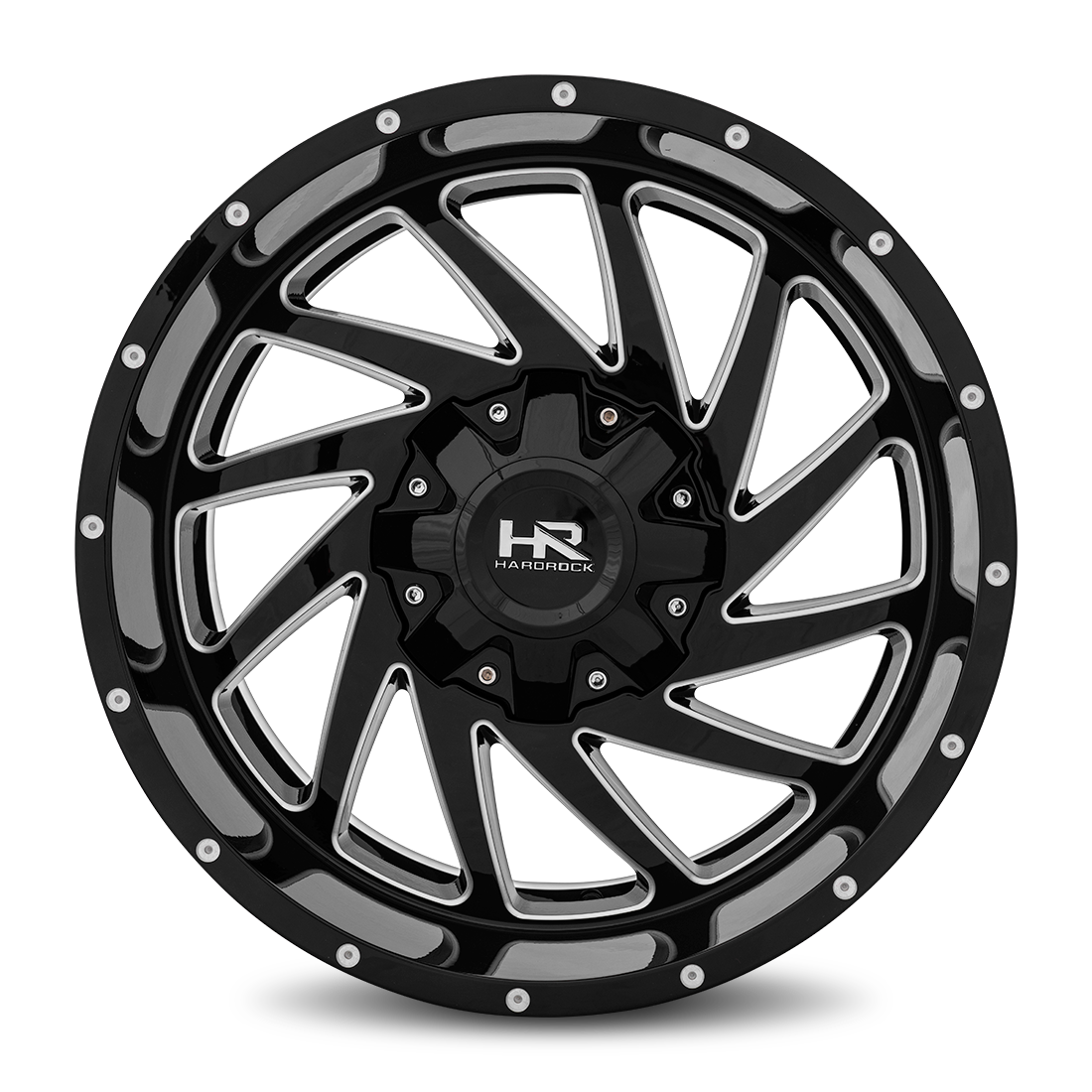 20x10 Hardrock H704 Crusher Blk Milled Wheel 6x5.5 Bolt Pattern -19mm Offset