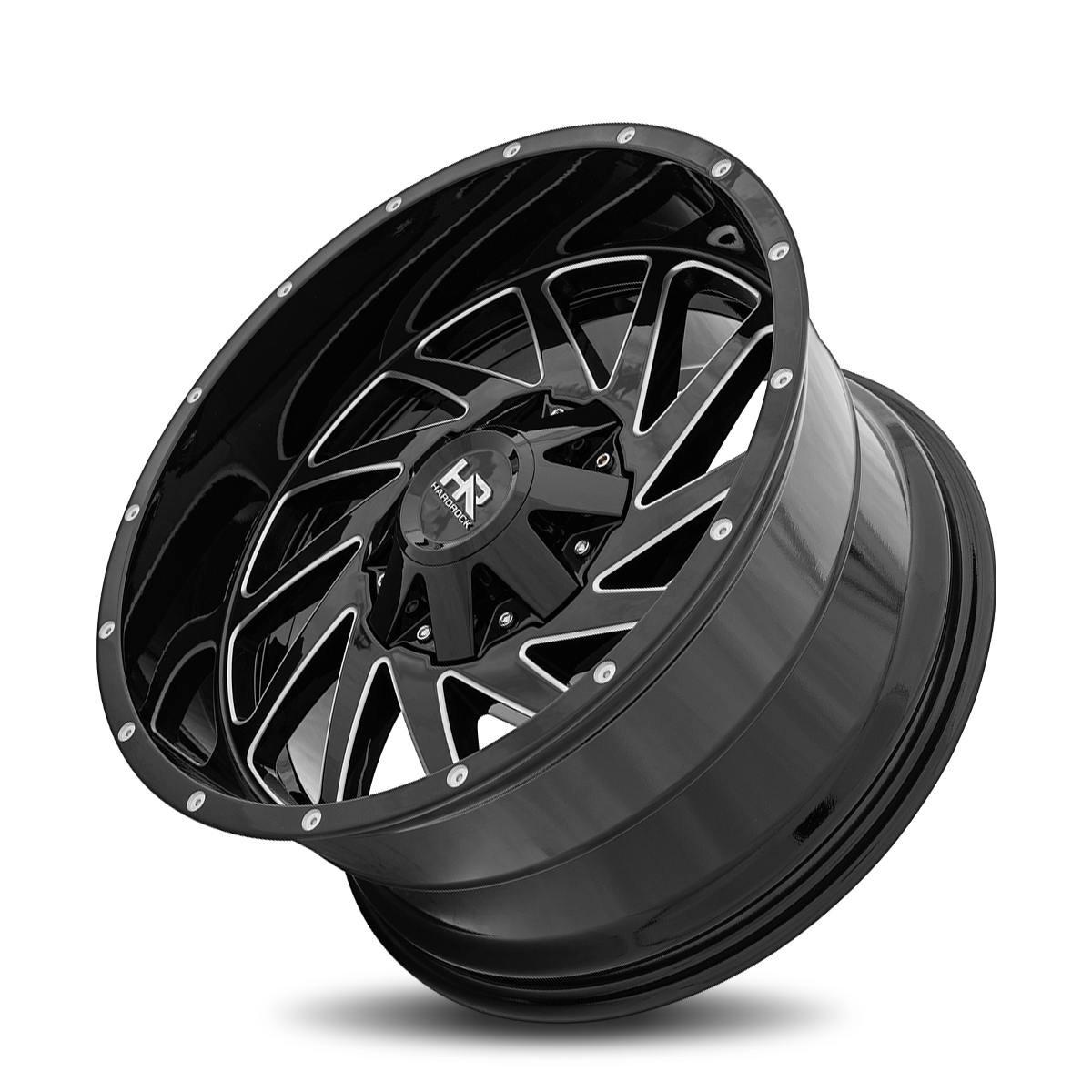 20x12 Hardrock H704 Crusher Blk Milled Wheel 6x5.5 Bolt Pattern -44mm Offset