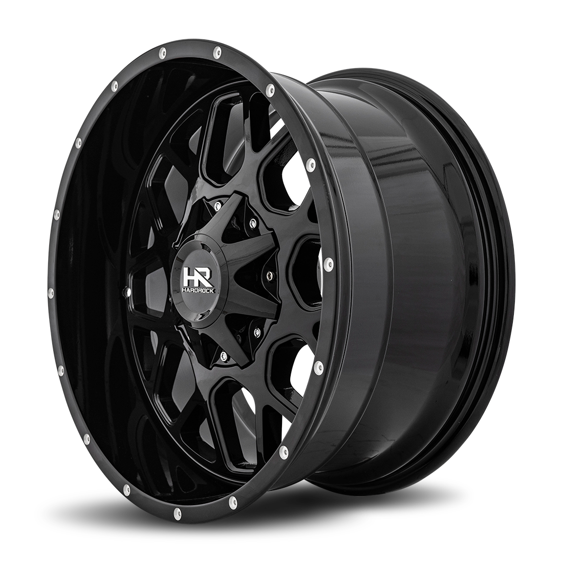 20x10 Hardrock H705 Gunner Gloss Black Wheel 6x5.5 Bolt Pattern -19mm Offset