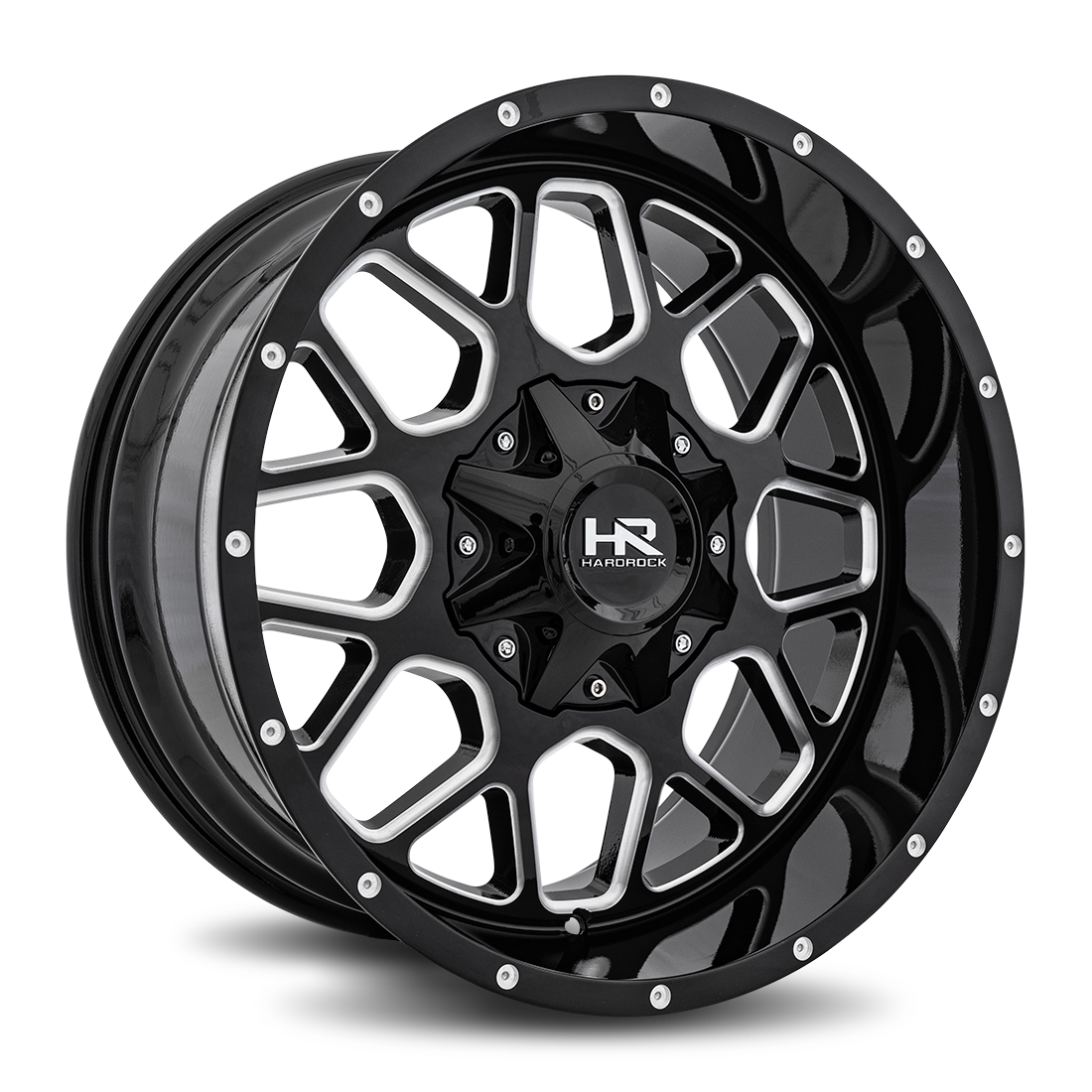 20x12 Hardrock H705 Gunner Blk Milled Wheel 6x5.5 Bolt Pattern -44mm Offset