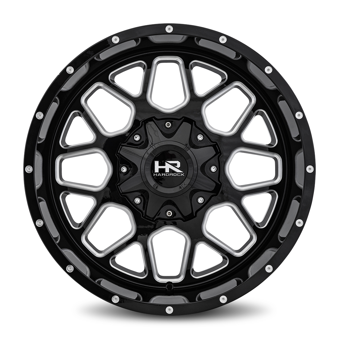 20x12 Hardrock H705 Gunner Blk Milled Wheel 6x5.5 Bolt Pattern -44mm Offset