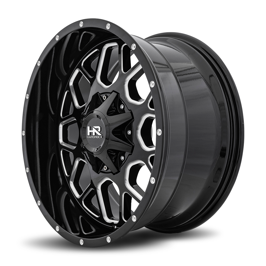 20x10 Hardrock H705 Gunner Blk Milled Wheel 6x5.5 Bolt Pattern -19mm Offset