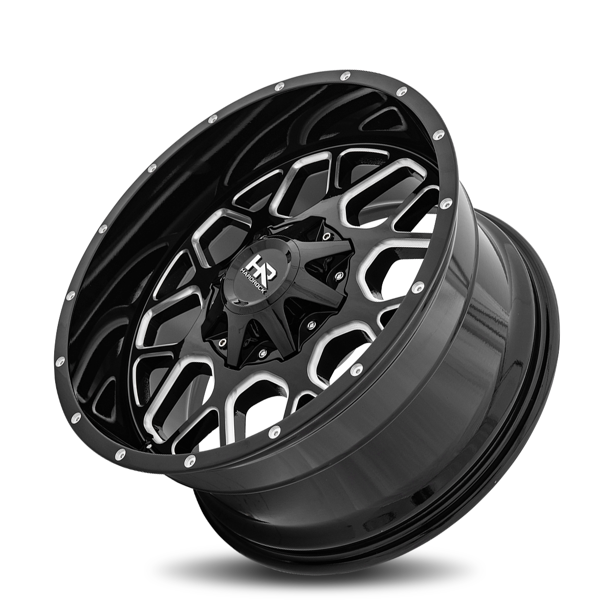 20x12 Hardrock H705 Gunner Blk Milled Wheel 6x5.5 Bolt Pattern -44mm Offset