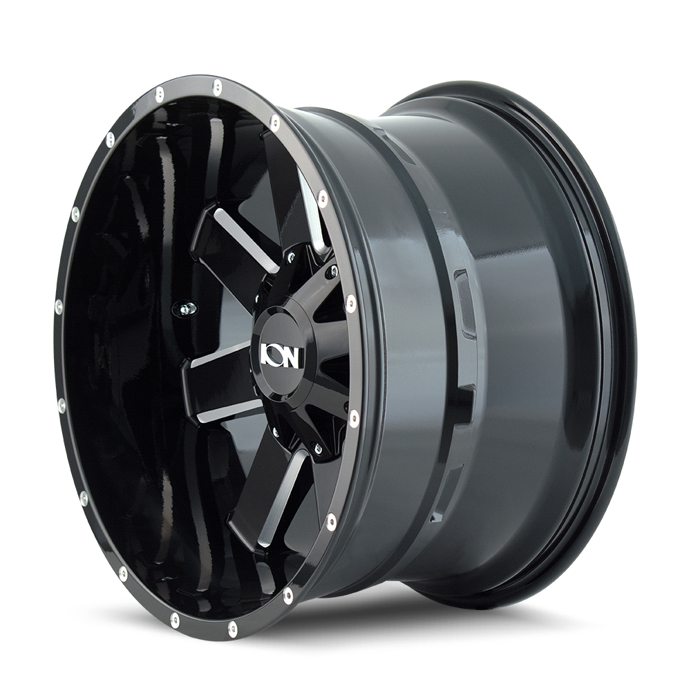 17x9 ion alloy 141 gloss black milled wheel 5x4.5 bolt pattern 18mm offset