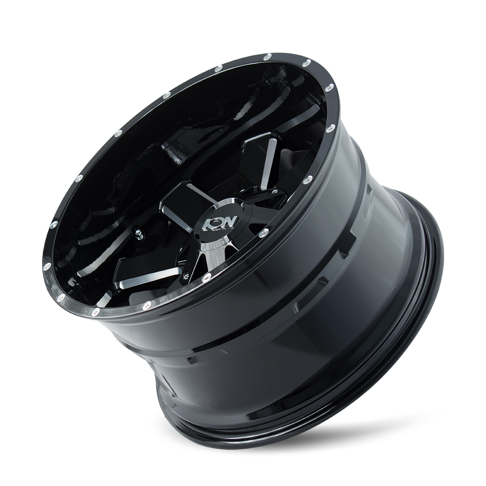 17x9 ion alloy 141 gloss black milled wheel 5x4.5 bolt pattern 18mm offset
