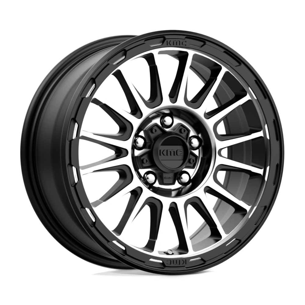 16x7 KMC KM542 Impact Black Machined Wheel 5x4.5 Bolt Pattern 30 Offset