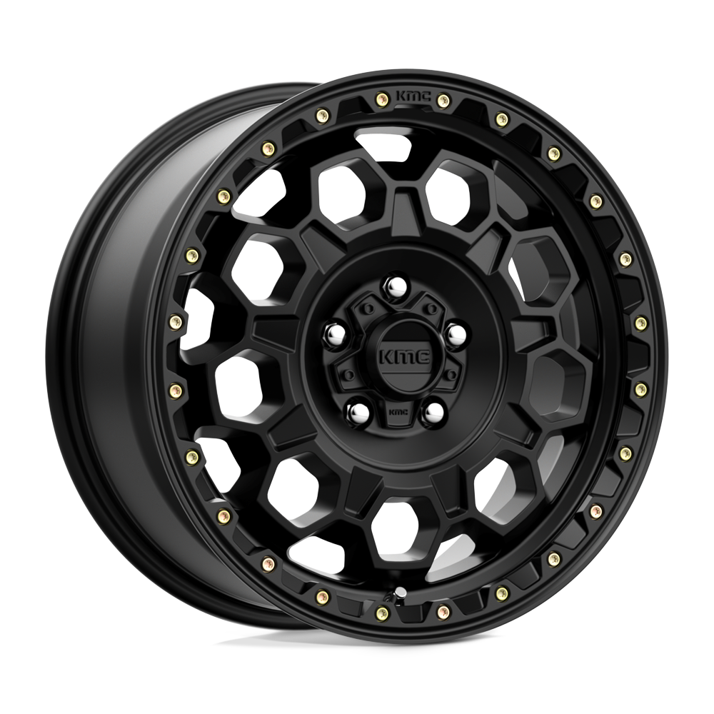 17x8 KMC KM545 Trek Satin Black Wheel 5x4.5 Bolt Pattern 35 Offset