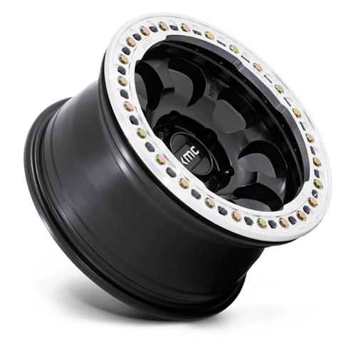 17x9 kmc km237 riot satin black w machined ring beadlock wheel 6x5.5 bolt pattern 12mm offset