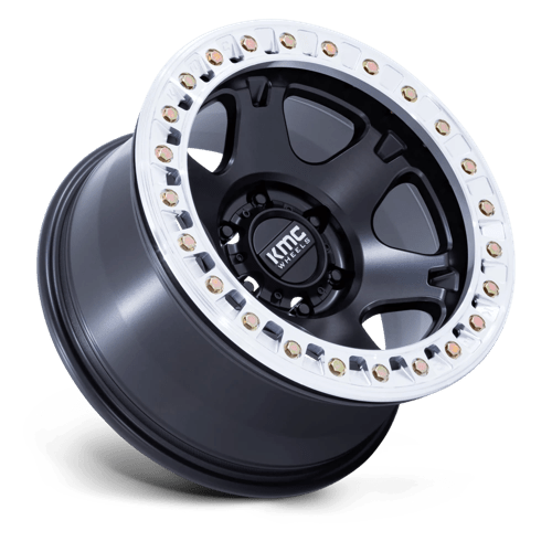 17x9 kmc km238 vi satin black w machined ring beadlock wheel 6x5.5 bolt pattern 12mm offset