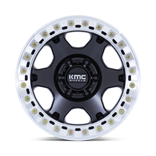 17x9 kmc km238 vi satin black w machined ring beadlock wheel 6x5.5 bolt pattern 1mm offset
