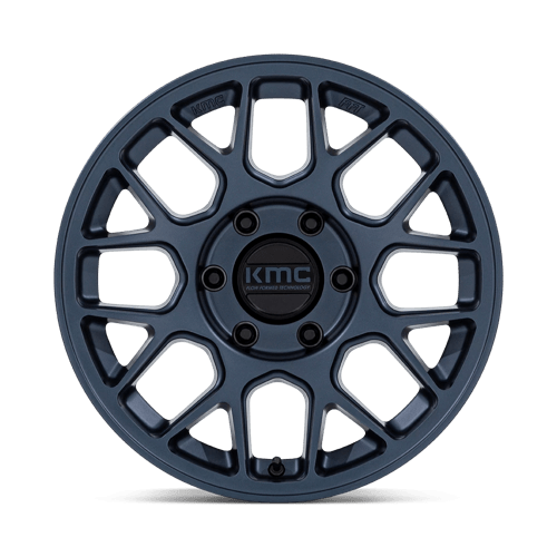 17x8 5 kmc km730 hatchet metallic blue wheel 6x5.5 bolt pattern 10mm offset