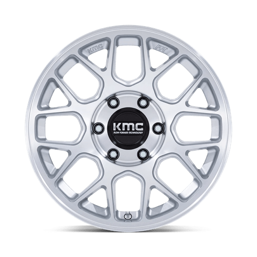 17x8 5 kmc km730 hatchet gloss silver w machined face wheel 6x5.5 bolt pattern 10mm offset