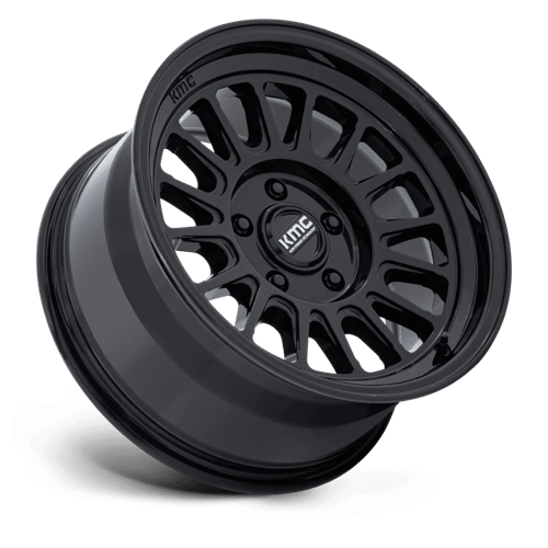 18x9 kmc km733 impact fft gloss black wheel 6x5.5 bolt pattern 0mm offset