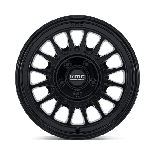 18x9 kmc km733 impact fft gloss black wheel 6x5.5 bolt pattern 0mm offset