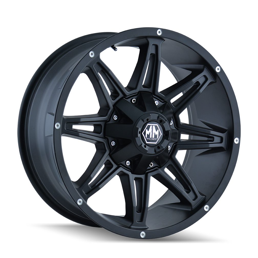 18x9 mayhem rampage matte black wheel 6x5.5 bolt pattern 18mm offset