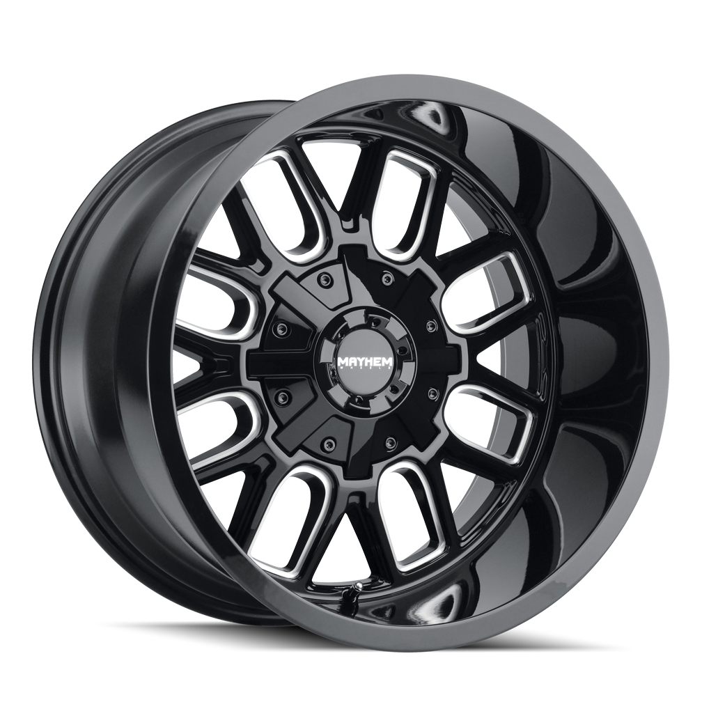 18x9 mayhem cogent gloss black milled wheel 6x5.5 bolt pattern 0mm offset