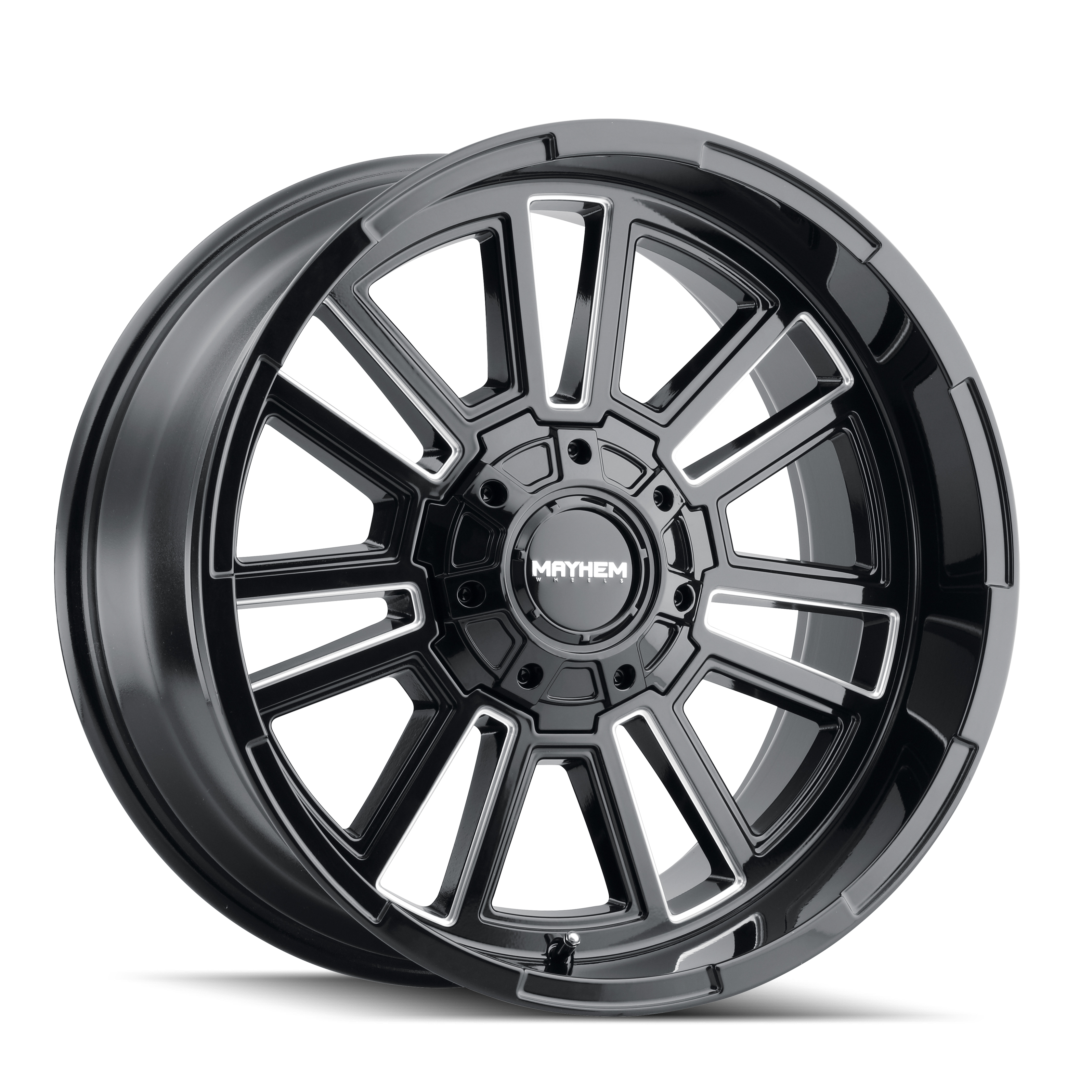 20x9 mayhem apollo gloss black milled wheel 6x5.5 bolt pattern 0mm offset