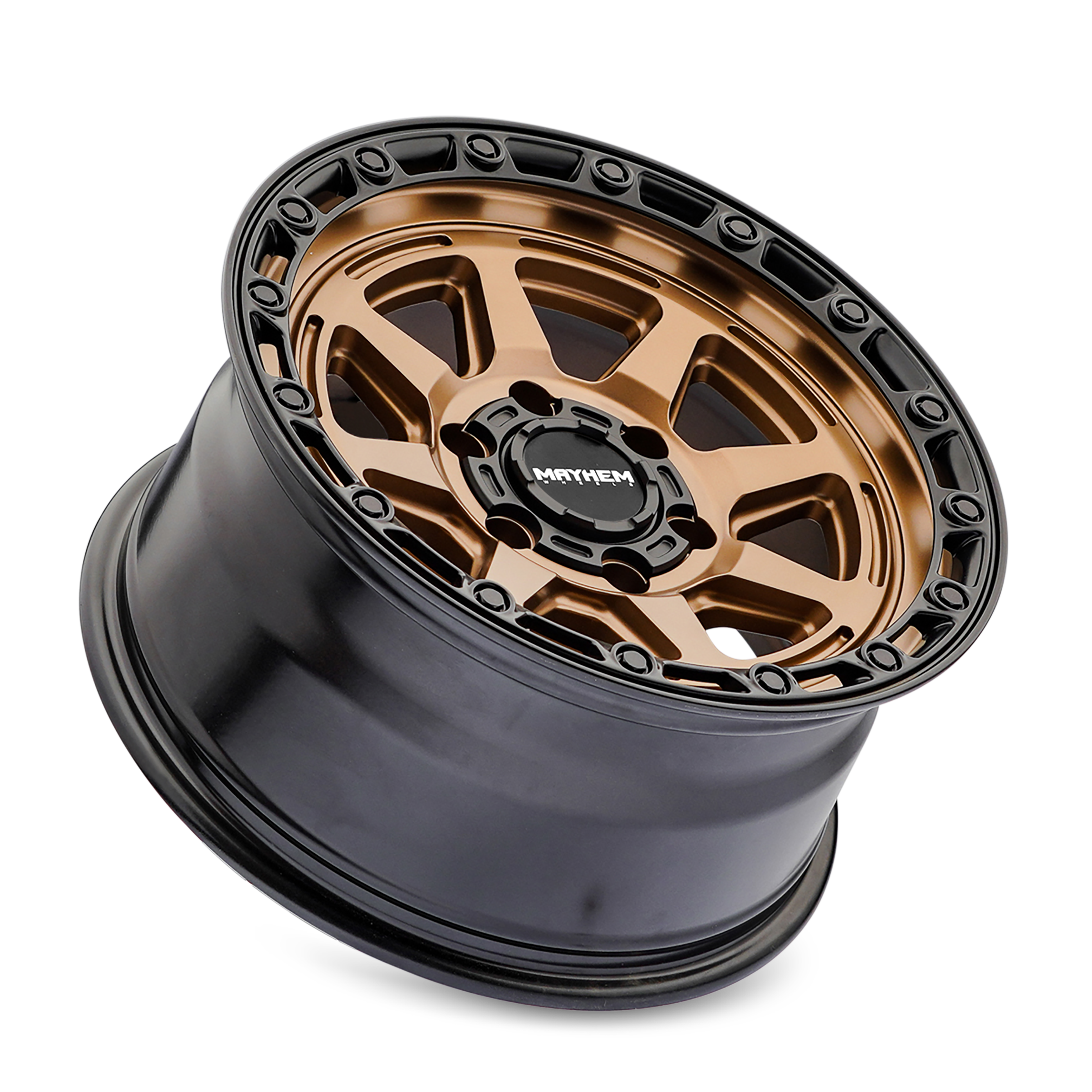 18x9 mayhem ridgeline satin bronze black lip wheel 6x5.5 bolt pattern 20mm offset