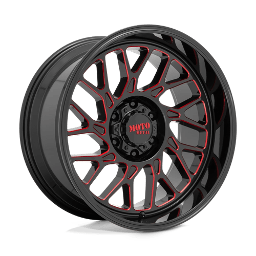 20x10 moto metal mo805 gloss black milled w red tint wheel 6x5.5 bolt pattern 18mm offset