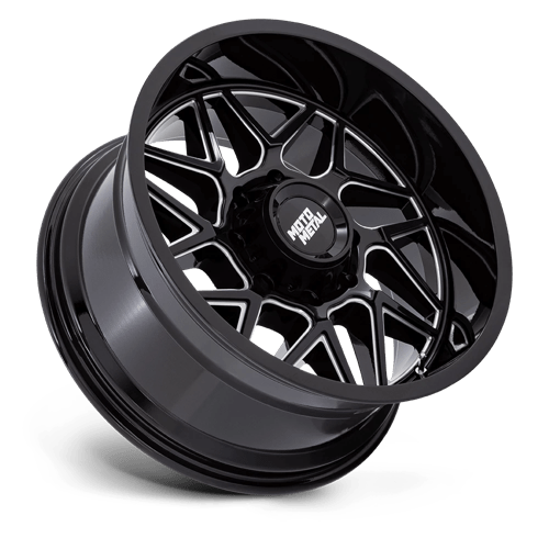 20x9 moto metal mo812 turbine gloss black milled wheel 6x5.5 bolt pattern 1mm offset
