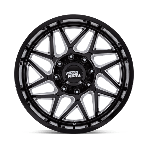 20x9 moto metal mo812 turbine gloss black milled wheel 6x5.5 bolt pattern 1mm offset