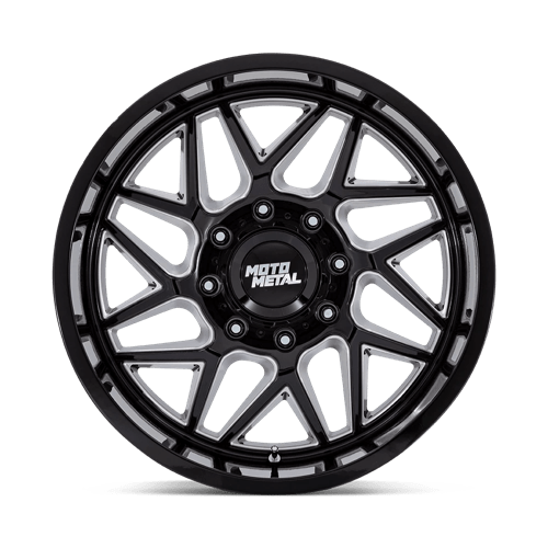 20x9 moto metal mo812 turbine gloss black milled wheel 6x5.5 bolt pattern 20mm offset