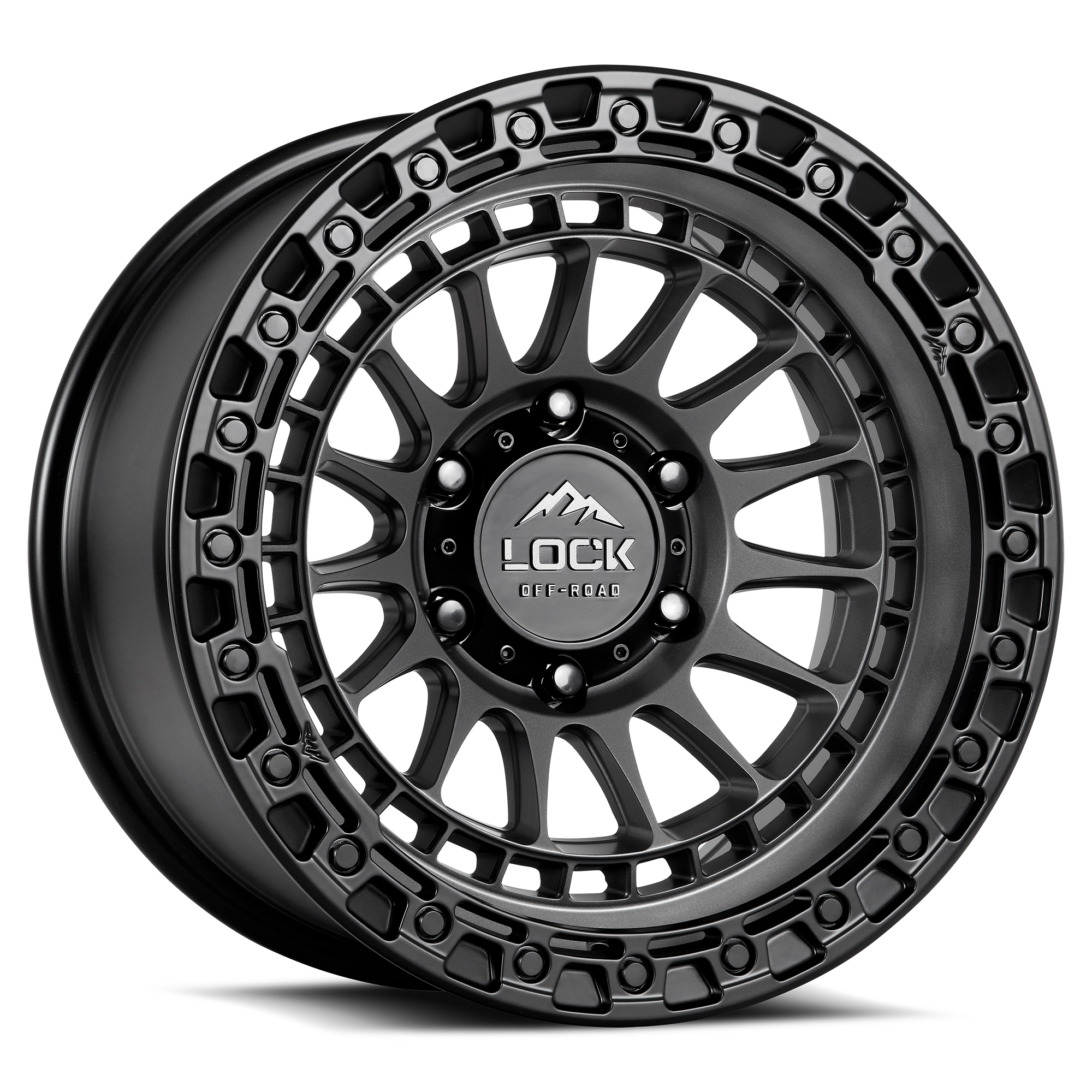 17x9 lock off-road mojave matte grey w matte black ring wheel 6x5.5 bolt pattern 0mm offset