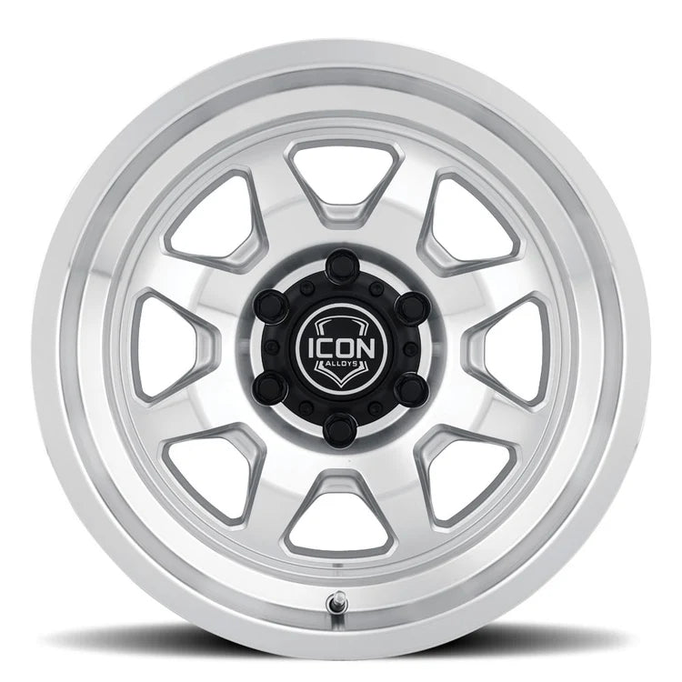17x8.5 Icon Alloys Nuevo Silver Machined Wheel 6x5.5 Bolt Pattern 0mm Offset