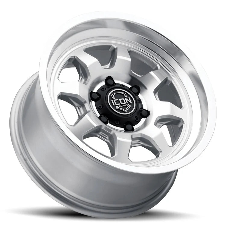 17x8.5 Icon Alloys Nuevo Silver Machined Wheel 6x5.5 Bolt Pattern 0mm Offset
