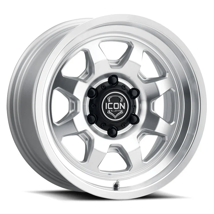 17x8.5 Icon Alloys Nuevo Silver Machined Wheel 6x5.5 Bolt Pattern 0mm Offset