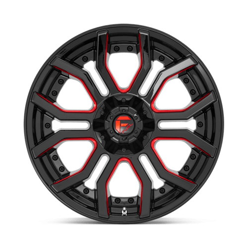 22x10 fuel off road d712 rage gloss black red tinted clear wheel 6x5.5 bolt pattern 18mm offset