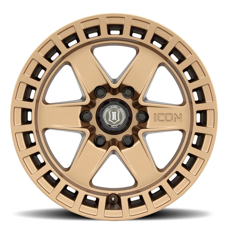 17x8.5 Icon Alloys Raider Satin Brass Wheel 6x5.5 Bolt Pattern 0mm Offset